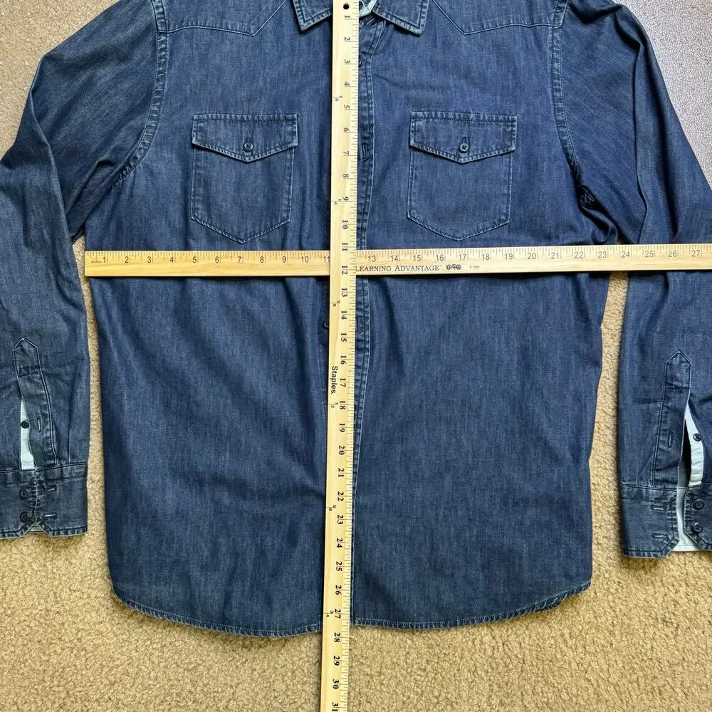 BANANA REPUBLIC JEAN BLUE LONG SLEEVE COLLARED SHIRT WORK XL EXTRA LARGE 17 1/2